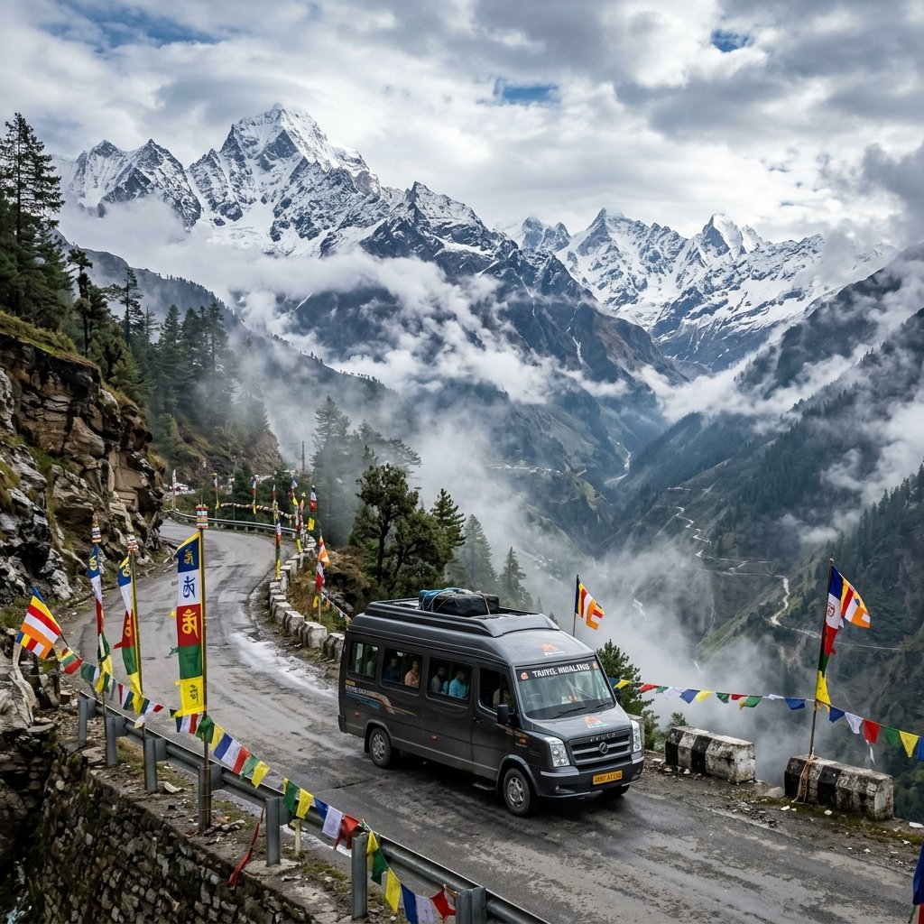 Ancient Kedarnath Temple against Himalayan snow peaks