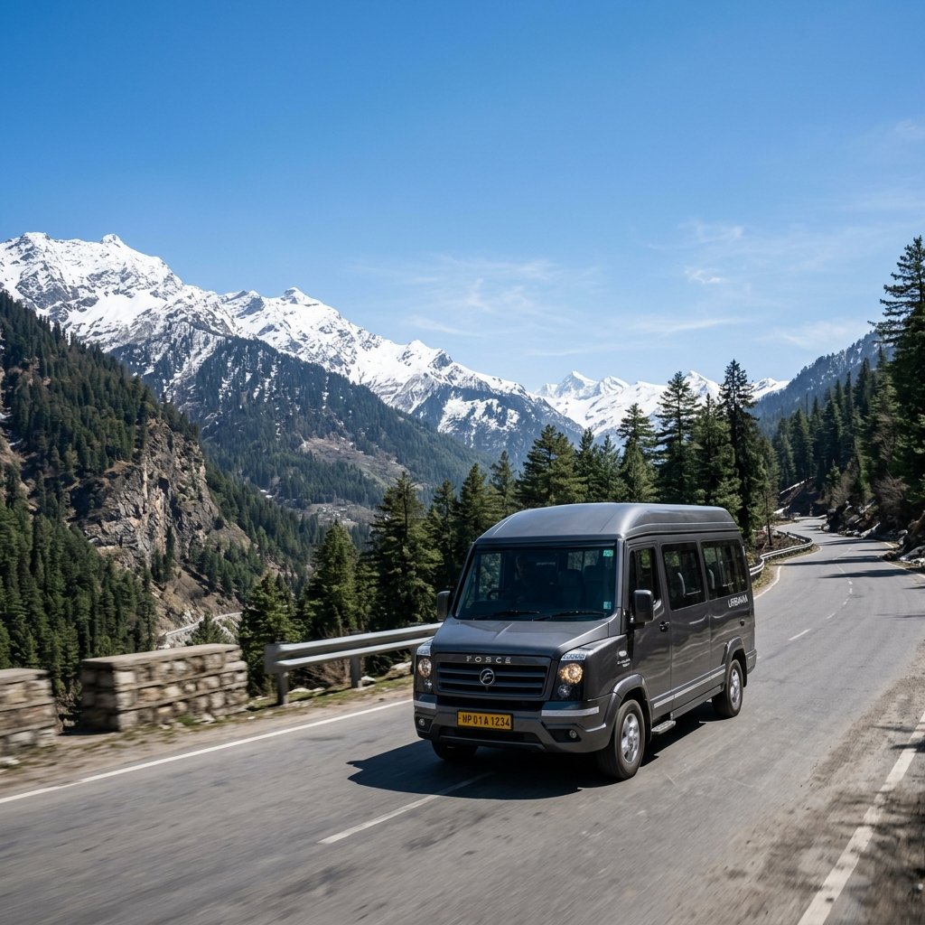 Snow-covered mountain peaks in Manali, Himachal Pradesh