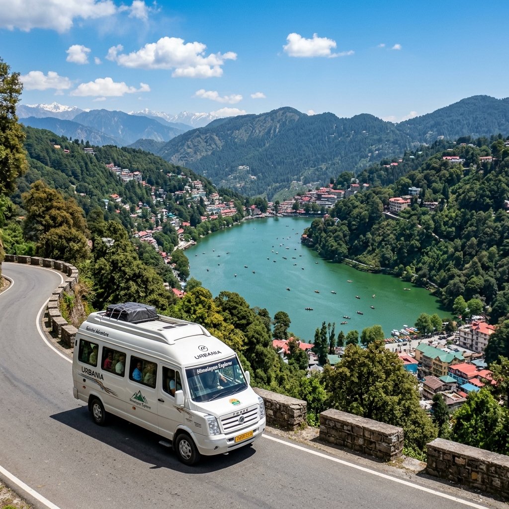 Naini Lake and surrounding green hills in Nainital, Uttarakhand