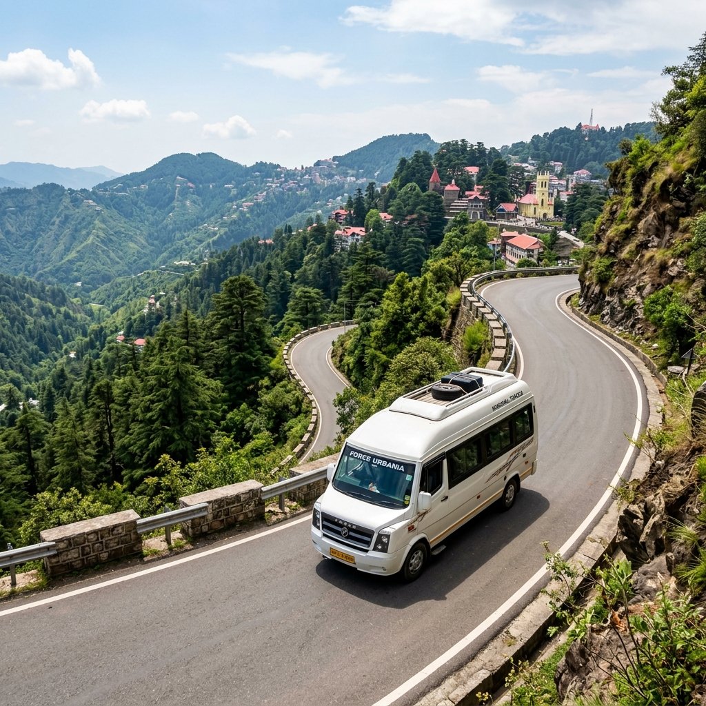 Mall Road and Ridge hill station vista in Shimla, Himachal Pradesh