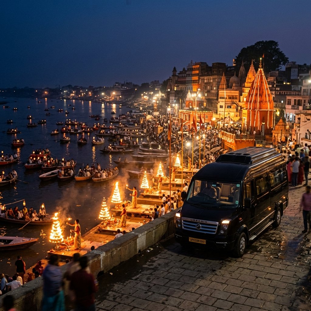 Ganga Aarti evening prayer ritual at Dashashwamedh Ghat in Varanasi, Uttar Pradesh