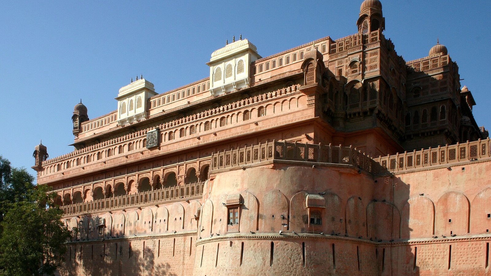 Junagarh Fort ornate red sandstone walls in Bikaner, Rajasthan