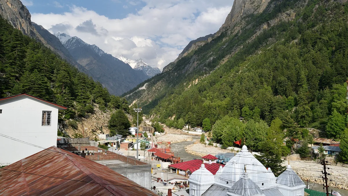 Gangotri Temple & Bhagirathi River Gorge in Gangotri, Uttarakhand