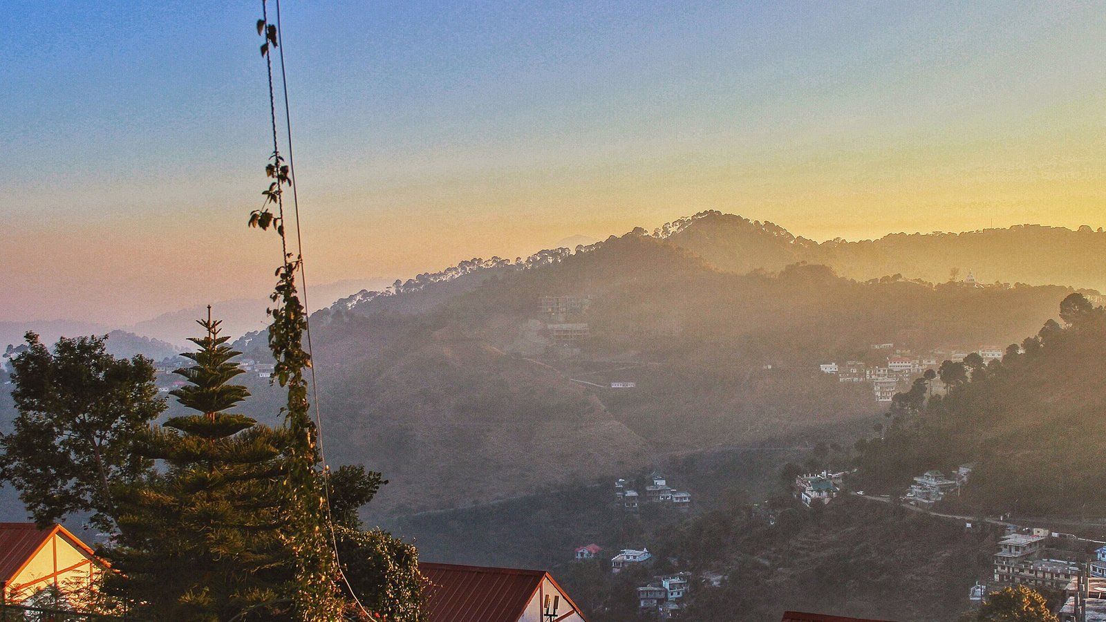 Gilbert Trail and pine covered hill slopes in Kasauli, Himachal Pradesh
