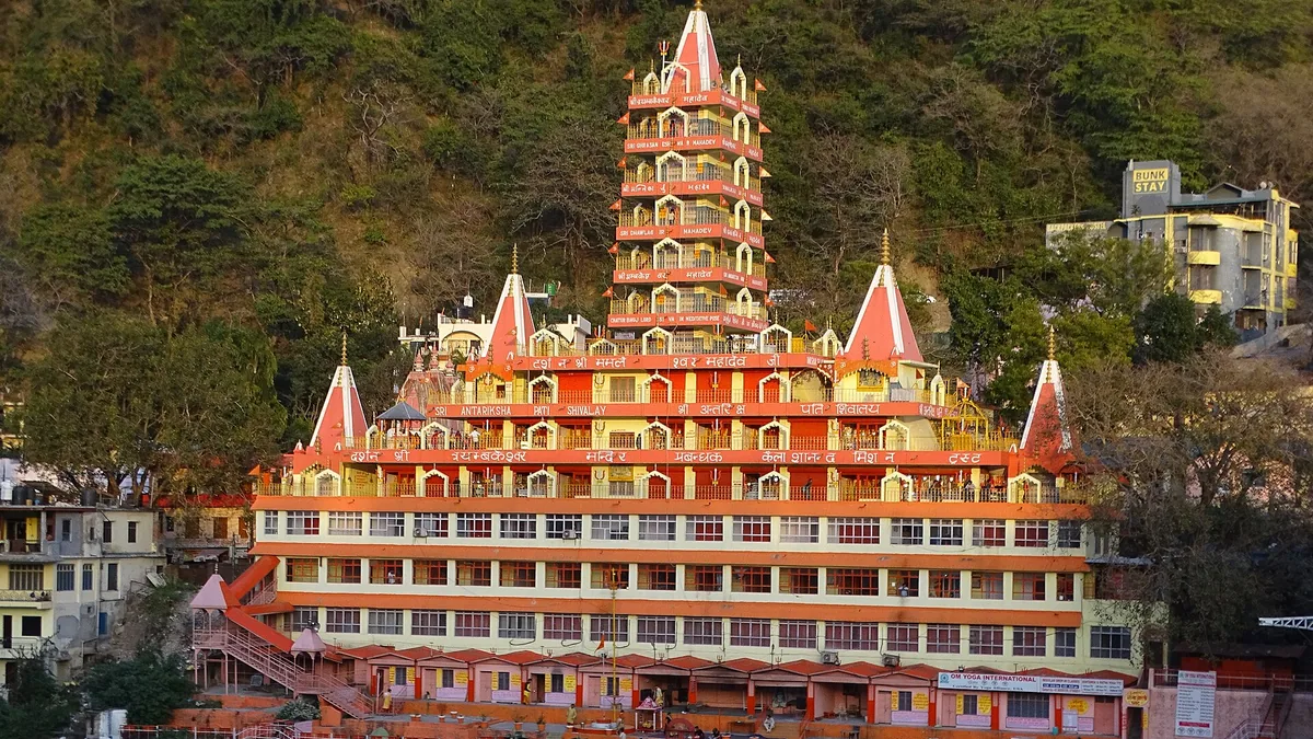 Ram Jhula Suspension Bridge & Holy River Ganga in Rishikesh, Uttarakhand